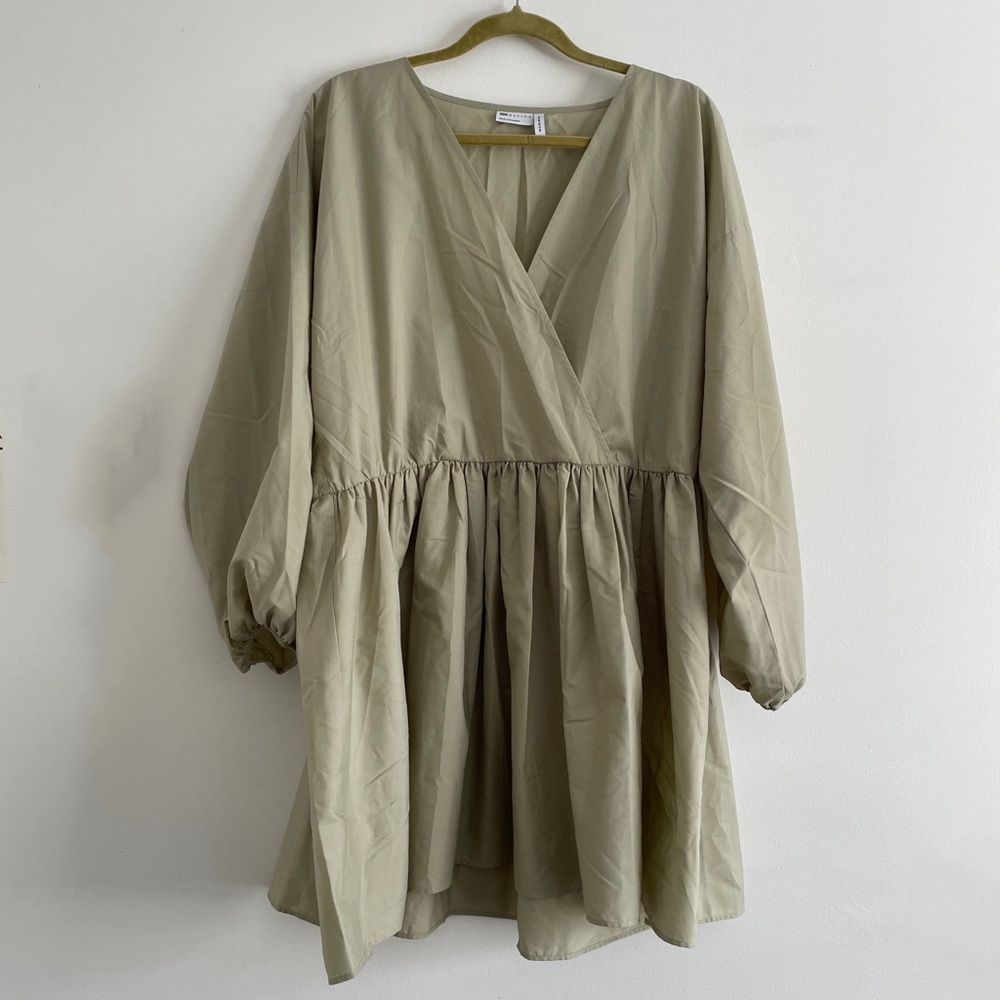 ASOS long sleeve green baby doll dress